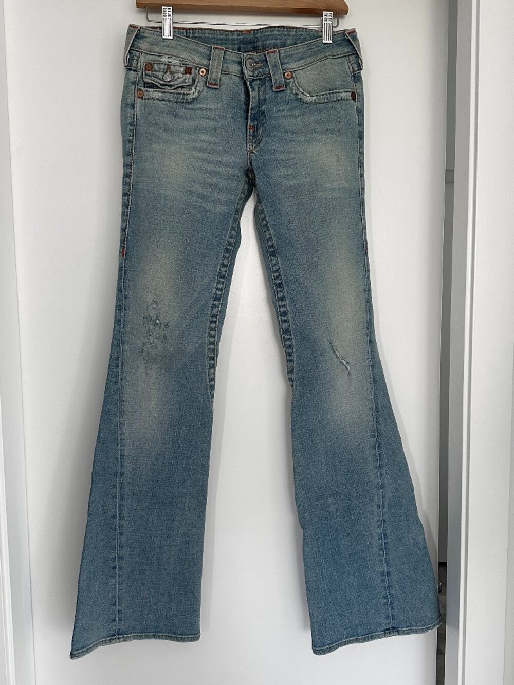 True Religion Joey Low Rise Flare Leg Size 28 Light Blue